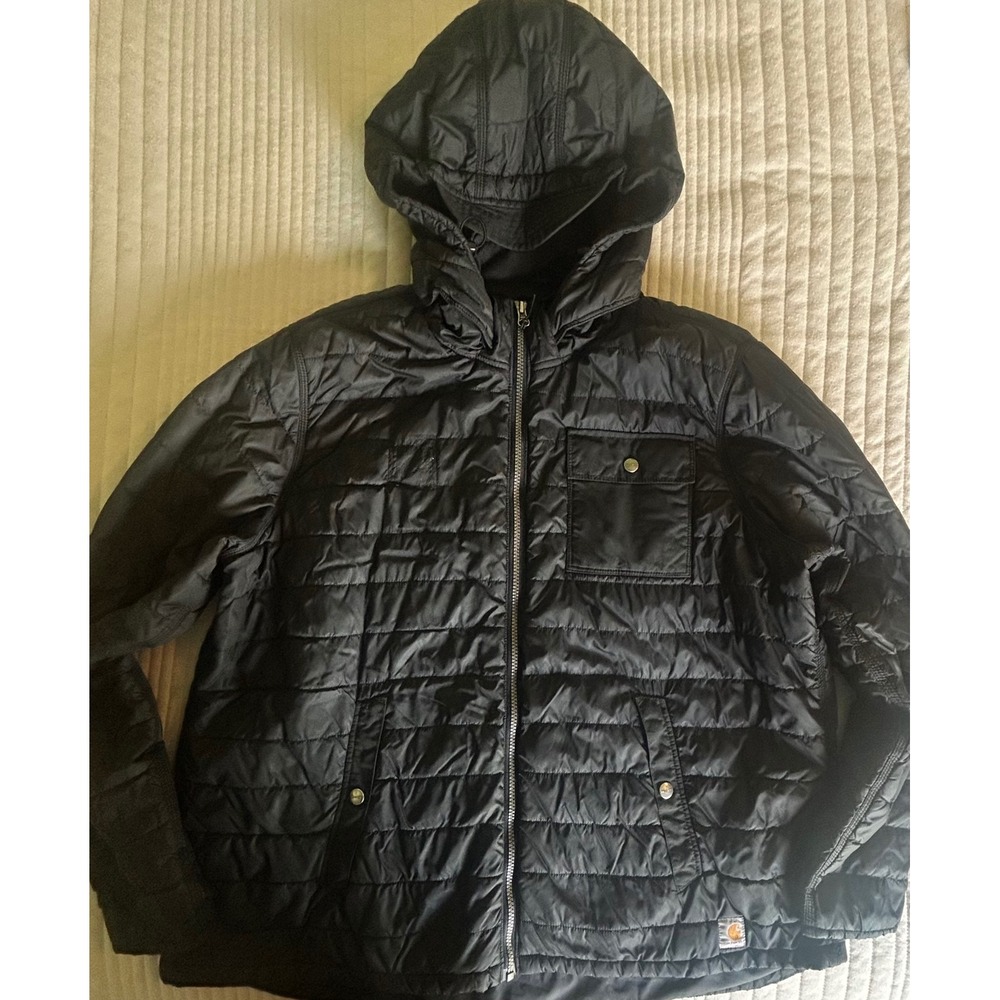 Carharrt Black Quilted Coat Removable Hood‎ XXL (20)